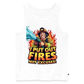 J’éteins les incendies, pas les excuses – Œuvre d’art de pompier - Débardeur bio Premium Homme - blanc - Devant - Michal (187cm)