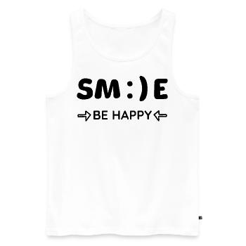 SMILE - be happy - Men's Premium Organic Tank Top - white - Front - Michal (187cm)
