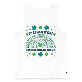 Glücksbringer: Du schaffst das! Ich glaub an dich! - Männer Premium Bio Tank Top - Weiß - Vorne - AI Model Male 178 light (178cm)
