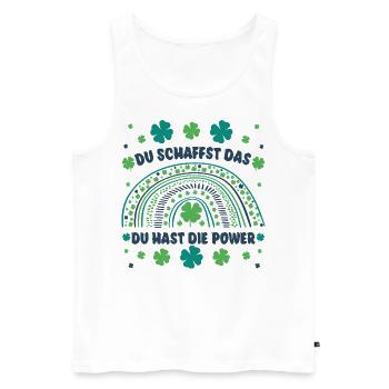 Du schaffst das! Du hast die Power! Glücksbringer - Männer Premium Bio Tank Top - Weiß - Vorne - Michal (187cm)