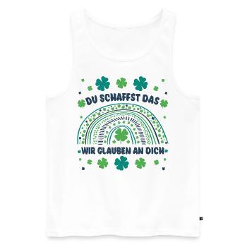 Glücksbringer Du schaffst das! Wir glauben an dich - Männer Premium Bio Tank Top - Weiß - Vorne - AI Model Male 178 light (178cm)