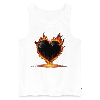 Schwarzes brennendes Herz - Männer Premium Bio Tank Top - Weiß - Vorne - AI Model Male 178 light (178cm)