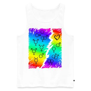 LGBT LGBTQ Regenbogen Flagge - Männer Premium Bio Tank Top - Weiß - Vorne - AI Model Male 178 light (178cm)