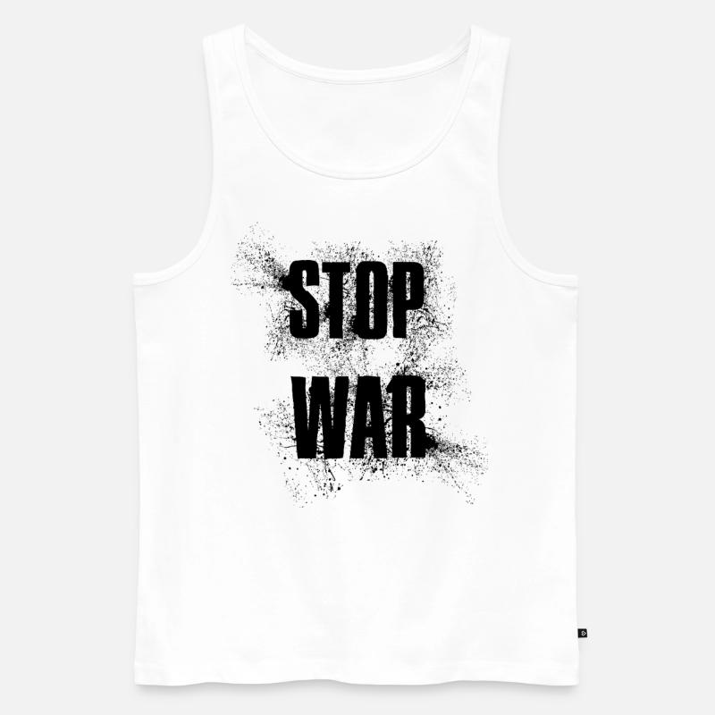 STOP WAR – NO WAR - PEACE - Männer Premium Bio Tank Top - Weiß