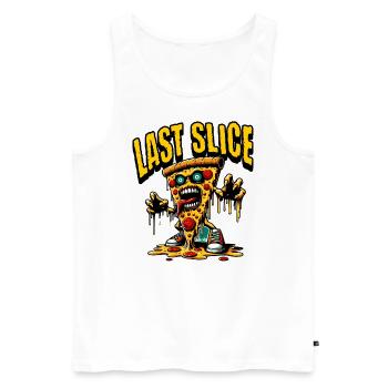 Last Slice - Men's Premium Organic Tank Top - white - Front - AI Model Male 178 light (178cm)
