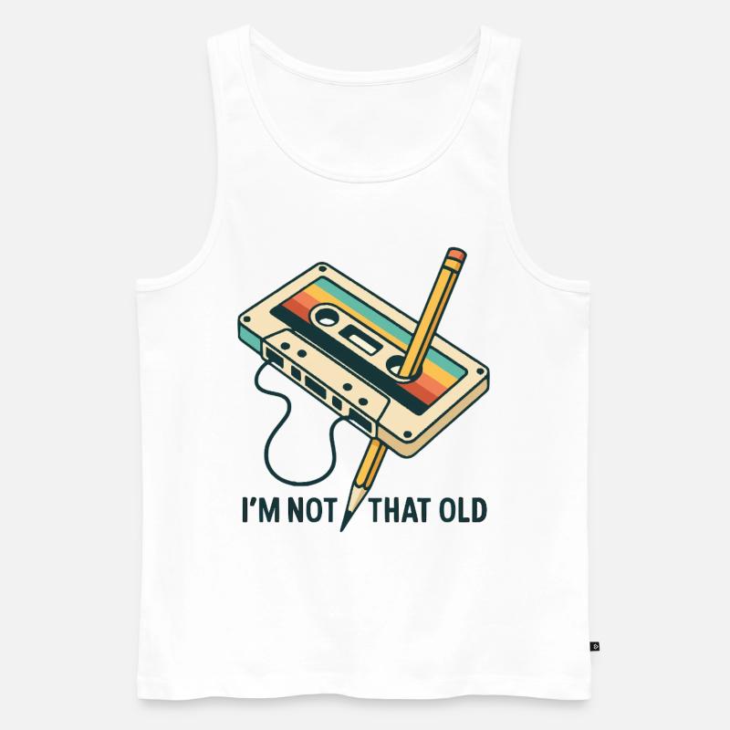 Retro Kassette mit Bleistift - Männer Premium Bio Tank Top - Weiß
