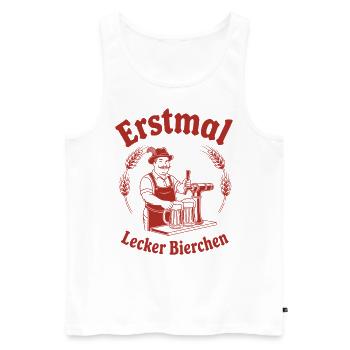 Erstmal lecker Bierchen - Männer Premium Bio Tank Top - Weiß - Vorne - AI Model Male 178 light (178cm)