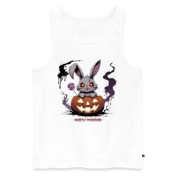 Besessen süß – Gruselhase im Kürbis - Männer Premium Bio Tank Top - Weiß - Vorne - AI Model Male 178 light (178cm)