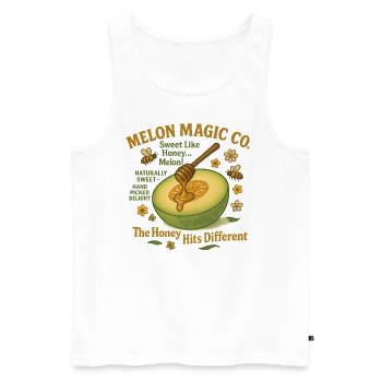 Miel Melon Abeille Fruit Été - Débardeur bio Premium Homme - blanc - Devant - AI Model Male 178 light (178cm)