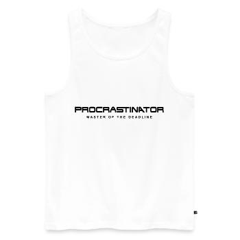 Procrastinator Master of Deadlines - Männer Premium Bio Tank Top - Weiß - Vorne - AI Model Male 178 light (178cm)