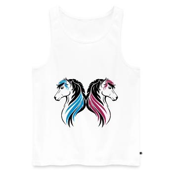 Cheval drôle cadeau idée cheval poney équitation amour - Débardeur bio Premium Homme - blanc - Devant - AI Model Male 178 light (178cm)