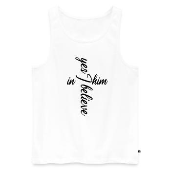 Drôle de proverbe chrétien sur Jésus et Dieu ! - Débardeur bio Premium Homme - blanc - Devant - Michal (187cm)