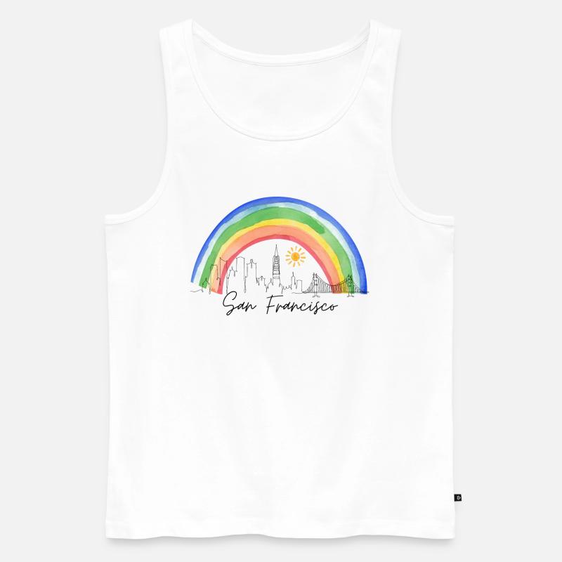 San Francisco Regenbogen Skyline - Männer Premium Bio Tank Top - Weiß