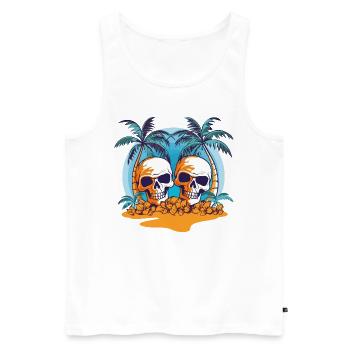 Summer Sun Palm Trees Skull Beach Sea Holiday - Men's Premium Organic Tank Top - white - Front - Michal (187cm)