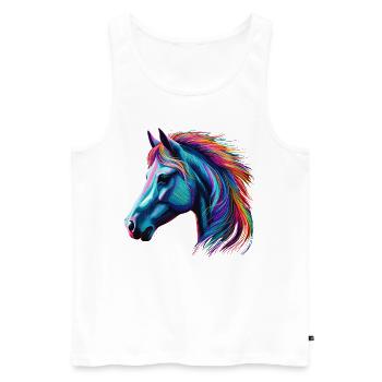 Chevaux Cheval Tête de Cheval Amoureux Néon Coloré - Débardeur bio Premium Homme - blanc - Devant - Michal (187cm)