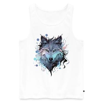 Loup loup tête mystique Nature sauvage sauvage Art - Débardeur bio Premium Homme - blanc - Devant - AI Model Male 178 light (178cm)