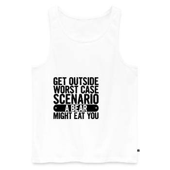 Get Outside, Worst Case Scenario A Bear Eats You11 - Men's Premium Organic Tank Top - white - Front - AI Model Male 178 light (178cm)