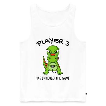 Player 3 has the game Entering Baby Dinosaurs - Men's Premium Organic Tank Top - white - Front - AI Model Male 178 light (178cm)
