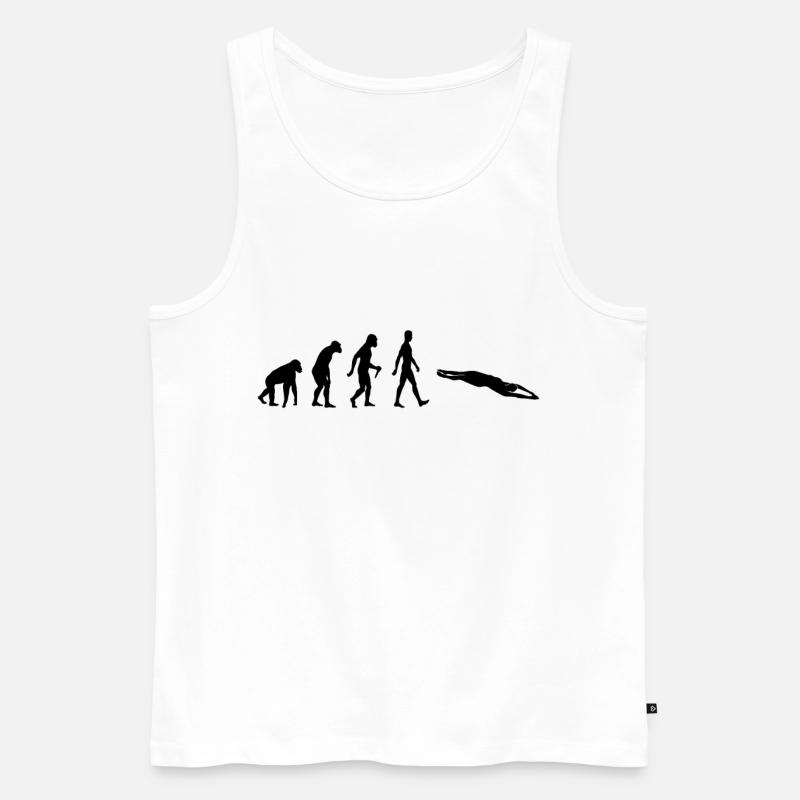 Evolution Schwimmen - Männer Premium Bio Tank Top - Weiß