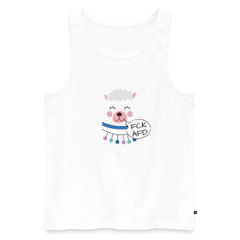 Lama gegen Rassismus gegen Nazis FCK AFD - Männer Premium Bio Tank Top - Weiß - Vorne - Michal (187cm)