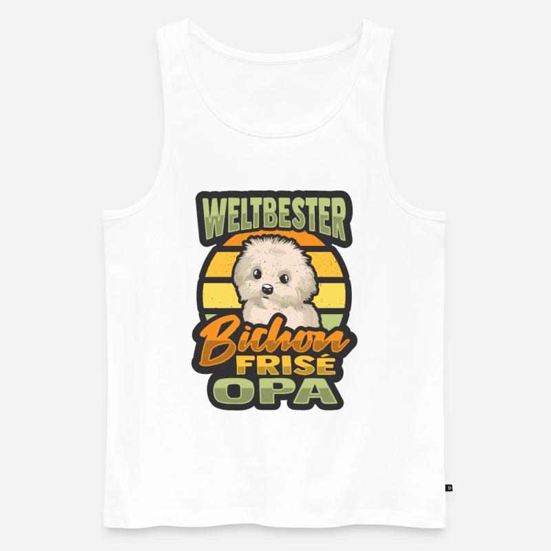 Weltbester Bichon Frise Opa - Männer Premium Bio Tank Top - Weiß
