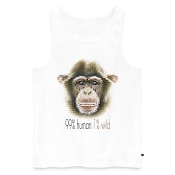 Schimpansen-Gesichtskunst – 99% Mensch 1% Wild Shirt - Männer Premium Bio Tank Top - Weiß - Vorne - AI Model Male 178 light (178cm)