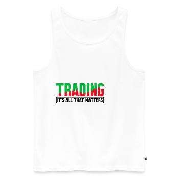 Le trading, c’est tout ce qui compte 4 - Débardeur bio Premium Homme - blanc - Devant - Michal (187cm)