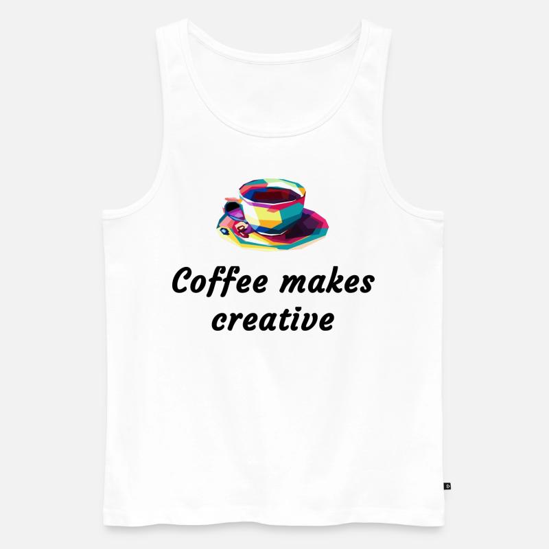 Kaffee, Coffee makes creative - Männer Premium Bio Tank Top - Weiß