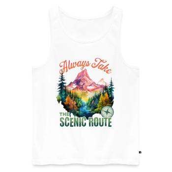 Hiking Hiking Mountains Mountaineering Climbing Nature - Men's Premium Organic Tank Top - white - Front - AI Model Male 178 light (178cm)