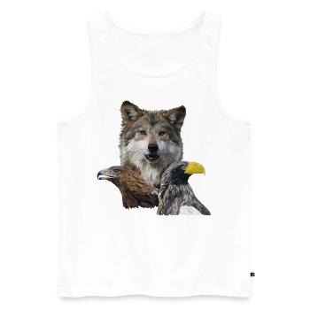 Wolf and Eagles - Men's Premium Organic Tank Top - white - Front - AI Model Male 178 light (178cm)