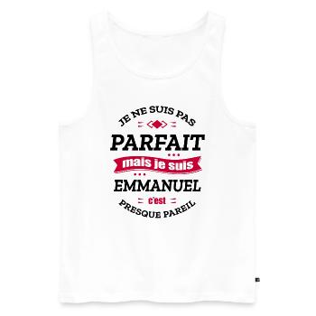 EMMANUEL PARFAIT - PRENOM EMMANUEL - Débardeur bio Premium Homme - blanc - Devant - Michal (187cm)