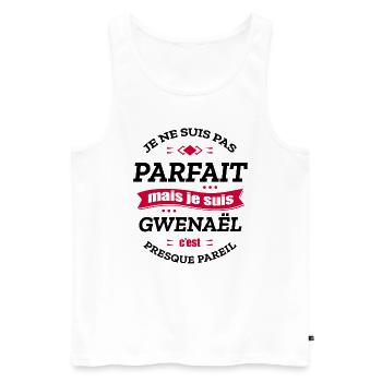 GWENAËL PARFAIT - PRENOM GWENAËL - Débardeur bio Premium Homme - blanc - Devant - Michal (187cm)