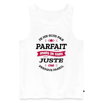 JUSTE PARFAIT - PRENOM JUSTE - Débardeur bio Premium Homme - blanc - Devant - Michal (187cm)