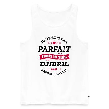 DJIBRIL PARFAIT - PRENOM DJIBRIL - Débardeur bio Premium Homme - blanc - Devant - Michal (187cm)