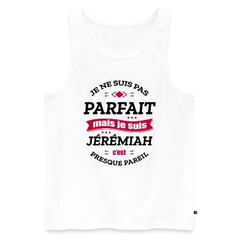 JÉRÉMIAH PARFAIT - PRENOM JÉRÉMIAH - Débardeur bio Premium Homme - blanc - Devant - Michal (187cm)