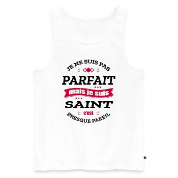 SAINT PARFAIT - PRENOM SAINT - Débardeur bio Premium Homme - blanc - Devant - Michal (187cm)