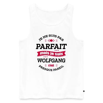 WOLFGANG PARFAIT - PRENOM WOLFGANG - Débardeur bio Premium Homme - blanc - Devant - Michal (187cm)