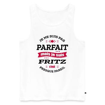 FRITZ PARFAIT - PRENOM FRITZ - Débardeur bio Premium Homme - blanc - Devant - Michal (187cm)