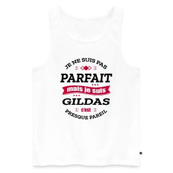 GIDAS PARFAIT - PRENOM GIDAS - Débardeur bio Premium Homme - blanc - Devant - Michal (187cm)