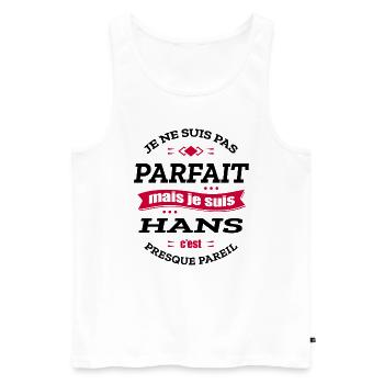 HANS PARFAIT - PRENOM HANS - Débardeur bio Premium Homme - blanc - Devant - AI Model Male 178 light (178cm)