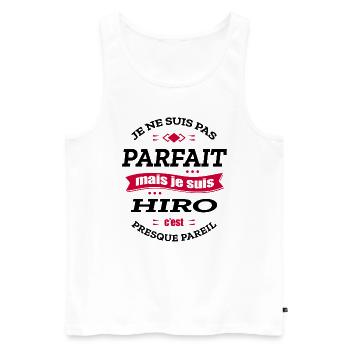HIRO PARFAIT - PRENOM HIRO - Débardeur bio Premium Homme - blanc - Devant - Michal (187cm)