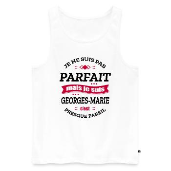 GEORGES-MARIE PARFAIT - PRENOM GEORGES-MARIE - Débardeur bio Premium Homme - blanc - Devant - Michal (187cm)