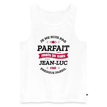 JEAN-LUC PARFAIT - PRENOM JEAN-LUC - Débardeur bio Premium Homme - blanc - Devant - Michal (187cm)