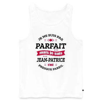 JEAN-PATRICE PARFAIT - PRENOM JEAN-PATRICE - Débardeur bio Premium Homme - blanc - Devant - Michal (187cm)
