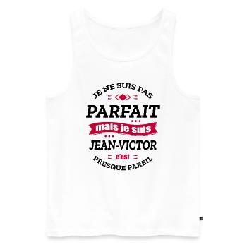 JEAN-VICTOR PARFAIT - PRENOM JEAN-VICTOR - Débardeur bio Premium Homme - blanc - Devant - Michal (187cm)