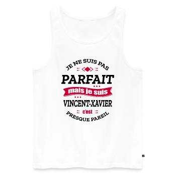 VINCENT-XAVIER PARFAIT - PRENOM VINCENT-XAVIER - Débardeur bio Premium Homme - blanc - Devant - Michal (187cm)