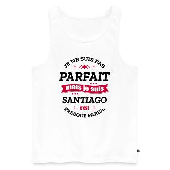 SANTIAGO PARFAIT - PRENOM SANTIAGO - Débardeur bio Premium Homme - blanc - Devant - Michal (187cm)