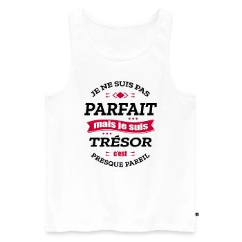 TRÉSOR PARFAIT - PRENOM TRÉSOR - Débardeur bio Premium Homme - blanc - Devant - Michal (187cm)