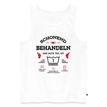 SCHONEND BEHANDELN 1 JAHR GEBURTSTAG BABY - Männer Premium Bio Tank Top - Weiß - Vorne - Michal (187cm)