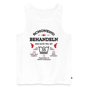 SCHONEND BEHANDELN 35. GEBURTSTAG - Männer Premium Bio Tank Top - Weiß - Vorne - Michal (187cm)